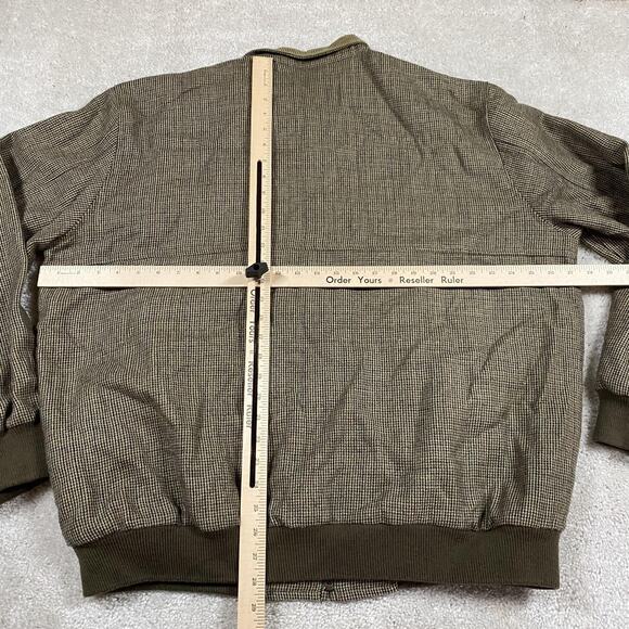 Orvis Jacket Mens XL Wool Tweed Green Bomber Zip Houndstooth Corduroy Collar - Picture 5 of 7